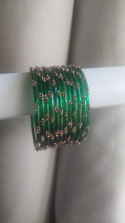 RAIN DROP BANGLES (EMERALD GREEN)