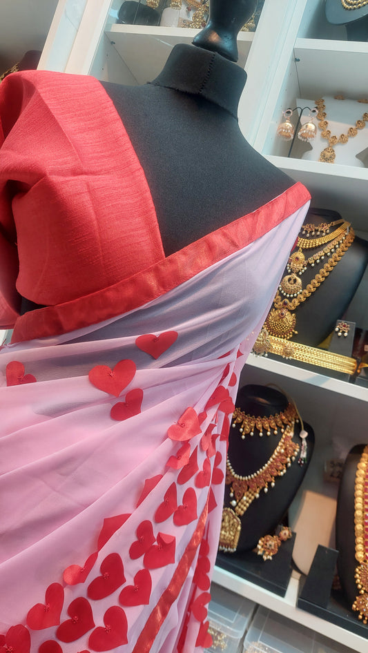 PINK & RED DESIGNER SAREE