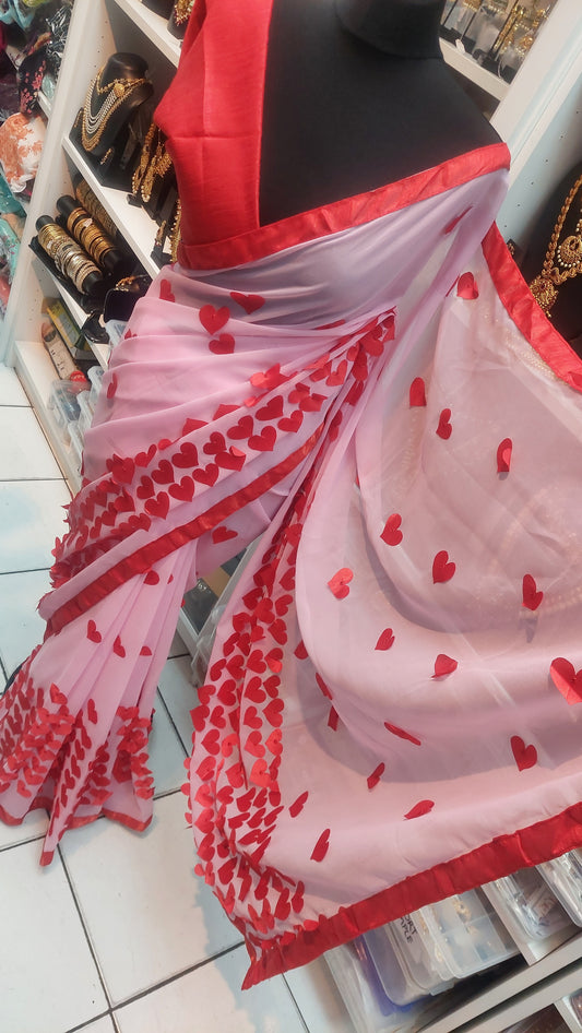 PINK & RED DESIGNER SAREE