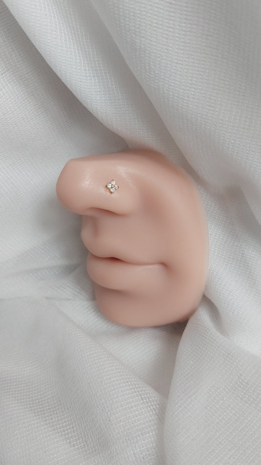 18ct Gold | CZ Nose Stud | 038