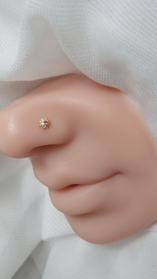 18ct Gold | CZ Nose Stud | 041