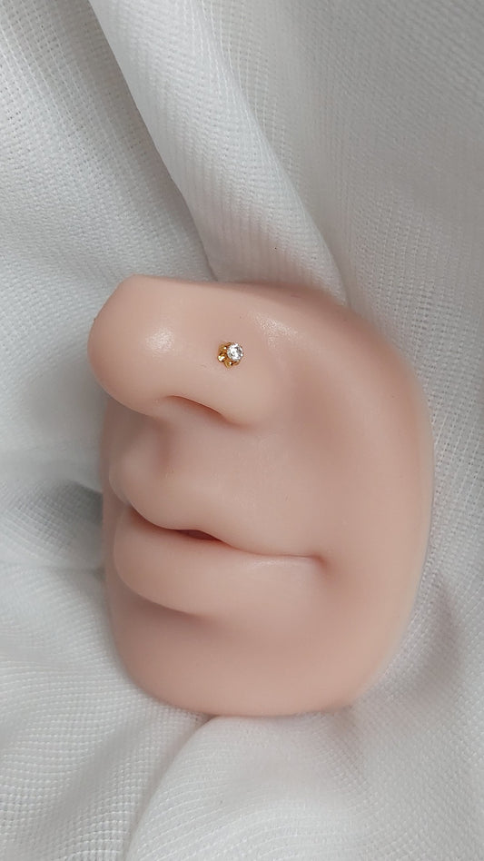 18ct Gold | CZ Nose Stud | 043