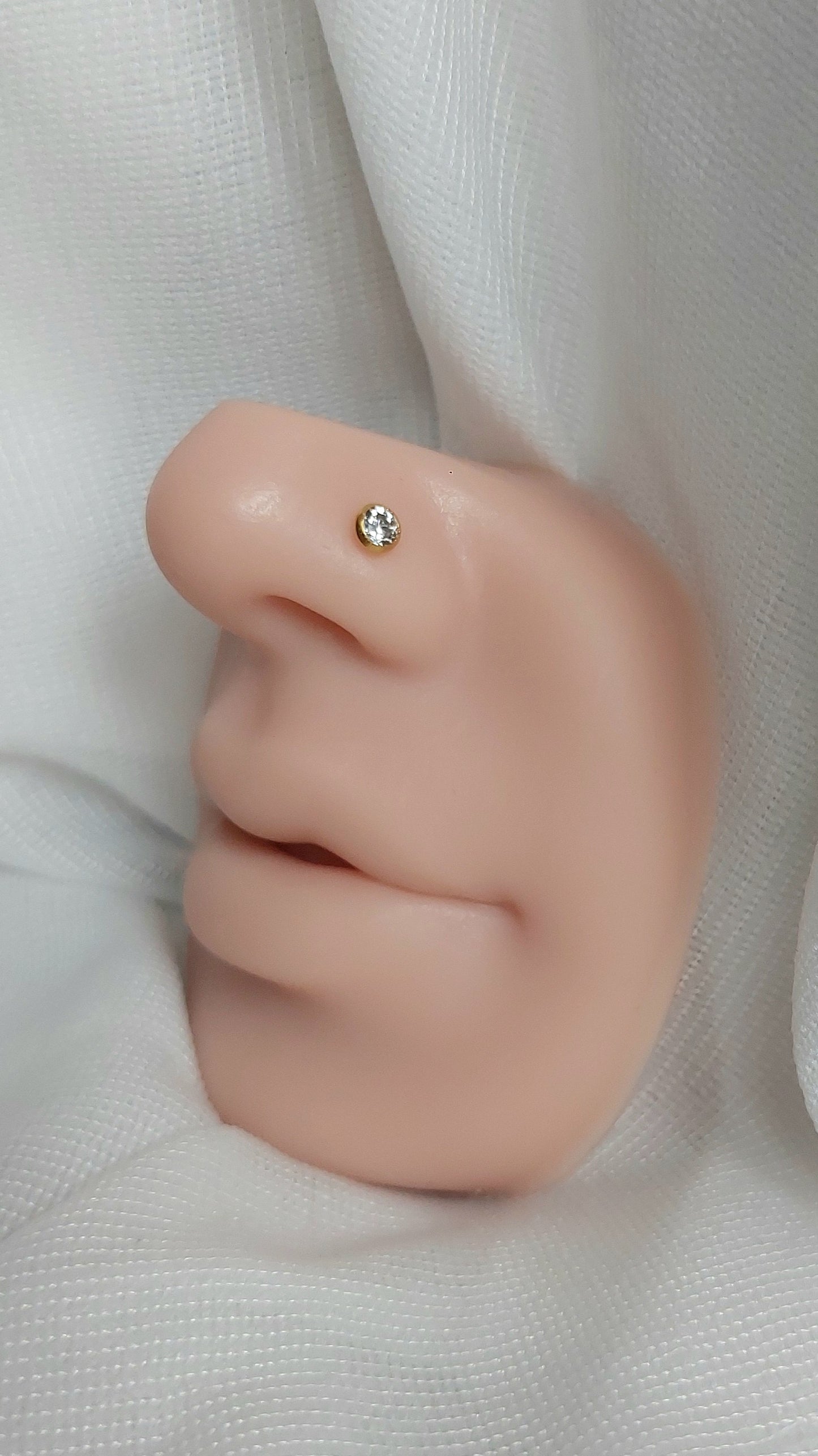 18ct Gold | CZ Nose Stud | 044