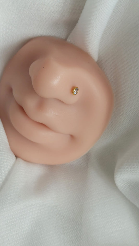 18ct Gold | CZ Nose Stud | 044