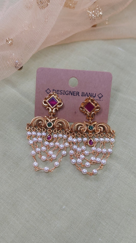 LAYERED PEARL DROP EARRINGS