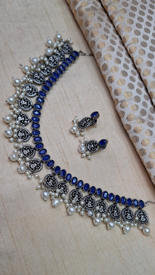 OXIDIZED SILVER SET (BLUE)