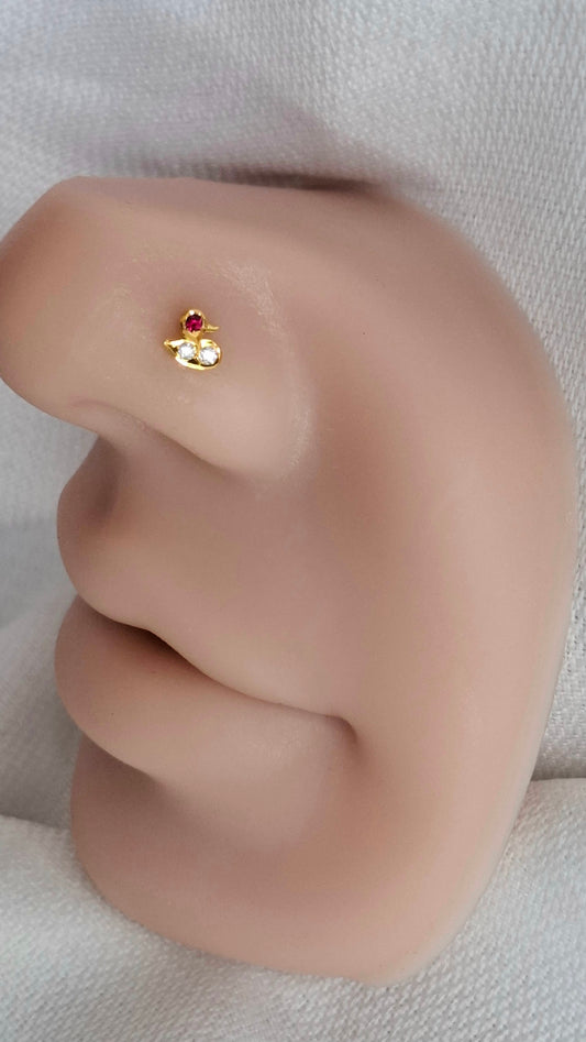 22ct Gold | CZ Nose Ring | 046