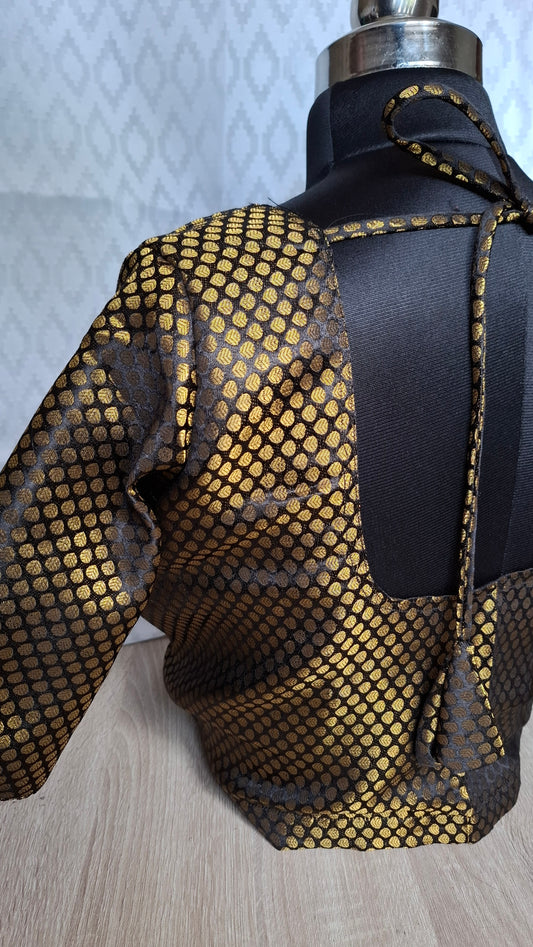 BLACK BROCADE BLOUSE