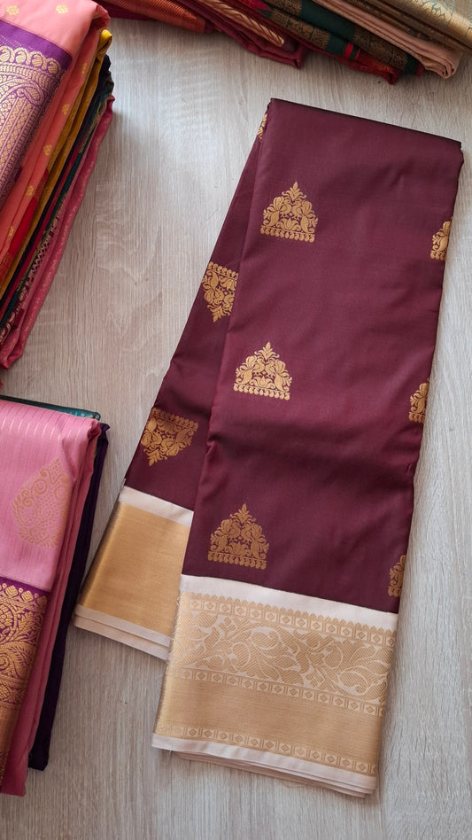 KANJI PATTU (MAROON& OFF-WHITE)