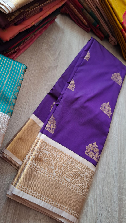 KANJI PATTU (PURPLE & OFF-WHITE)
