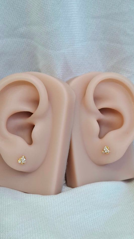 18ct Gold | CZ Ear Studs| 064