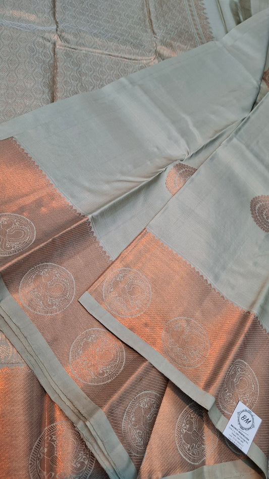 GREY & COPPER KANJIPURAM SAREE