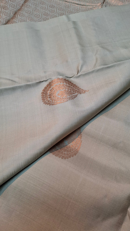 GREY & COPPER KANJIPURAM SAREE