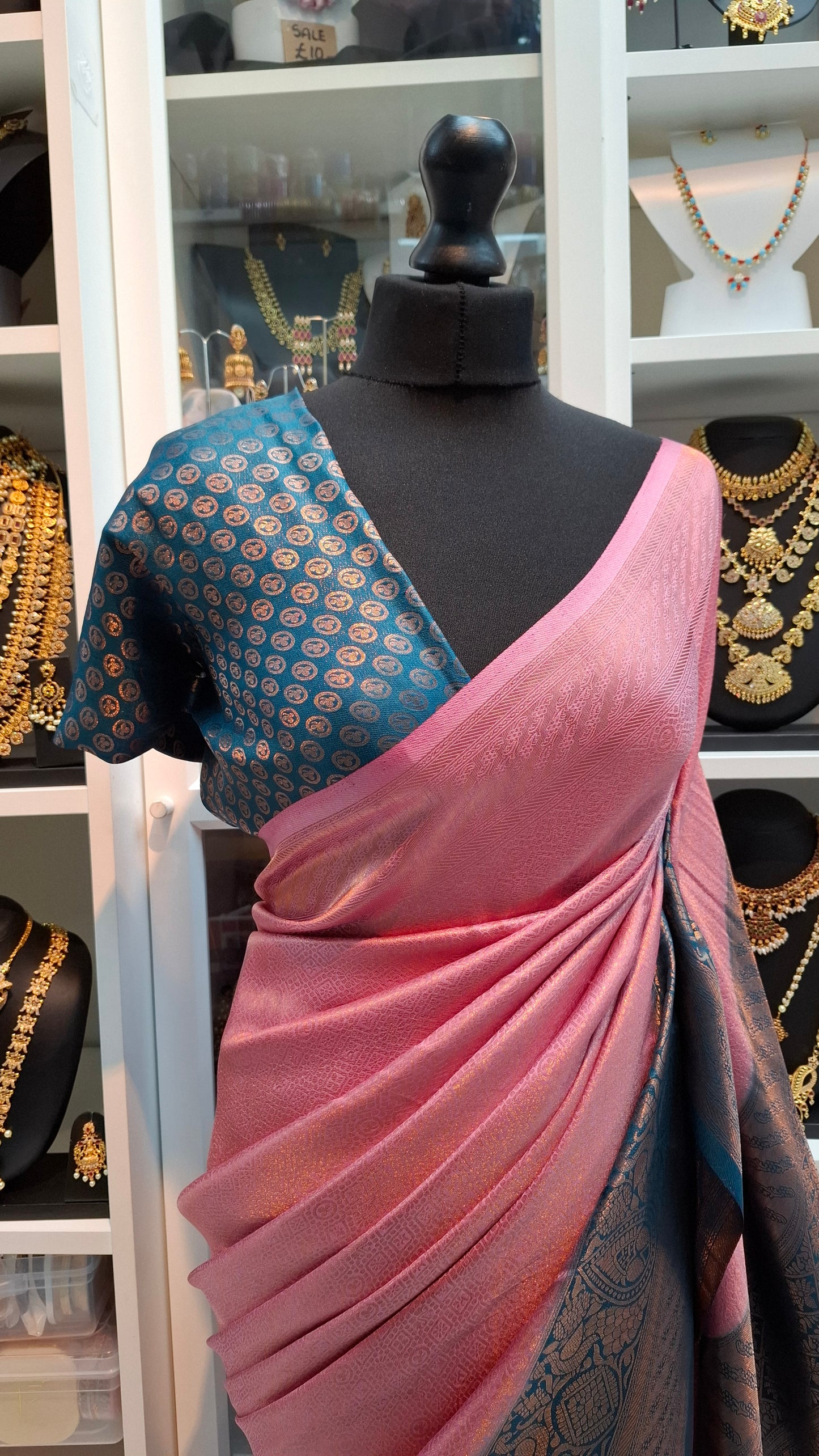 CANDY PINK & TURQUOISE KUBERA SILK