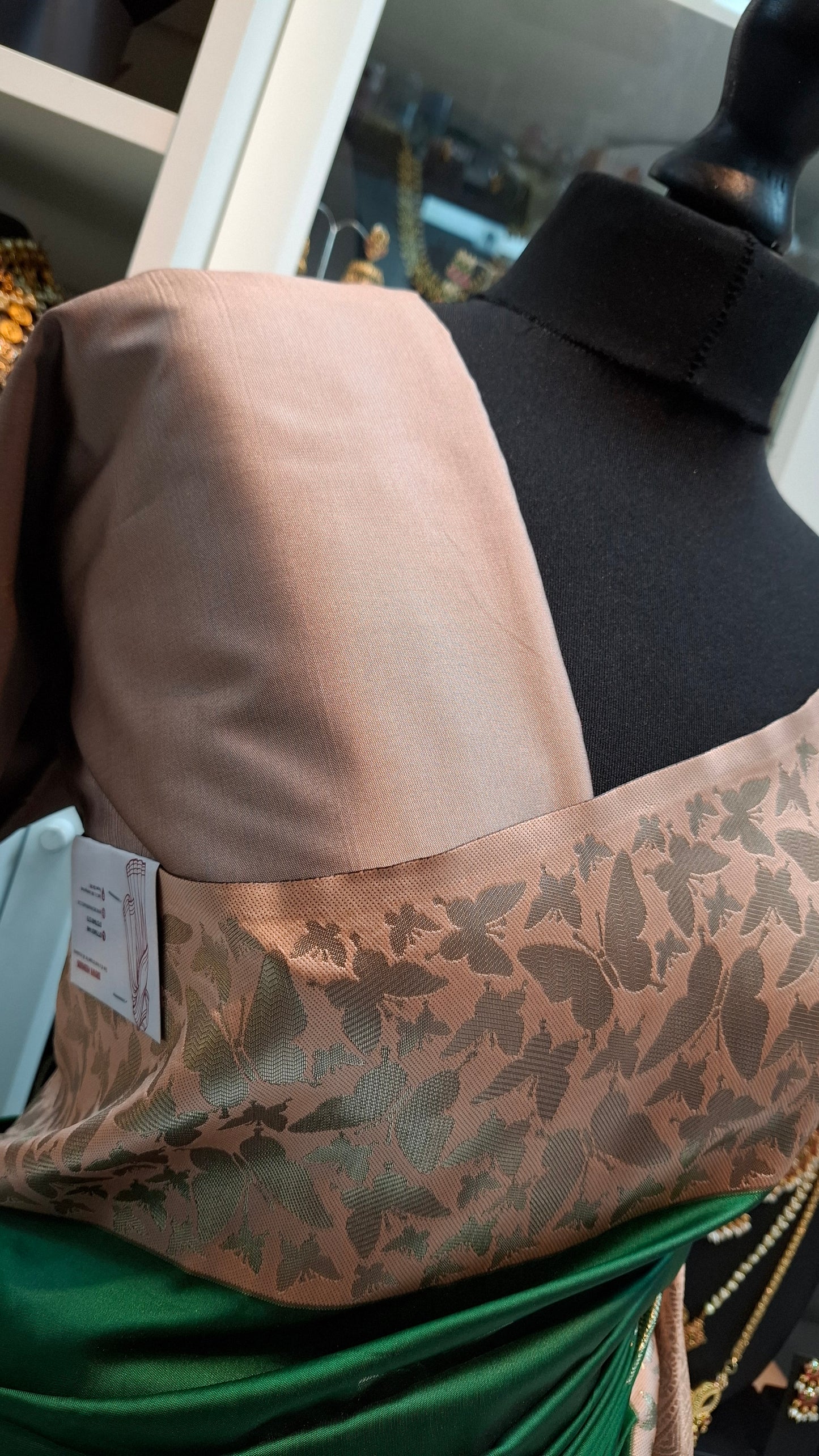 GREEN & FRENCH TAUPE ART SILK