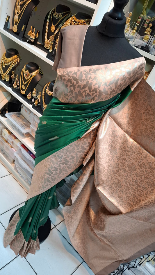 GREEN & FRENCH TAUPE ART SILK