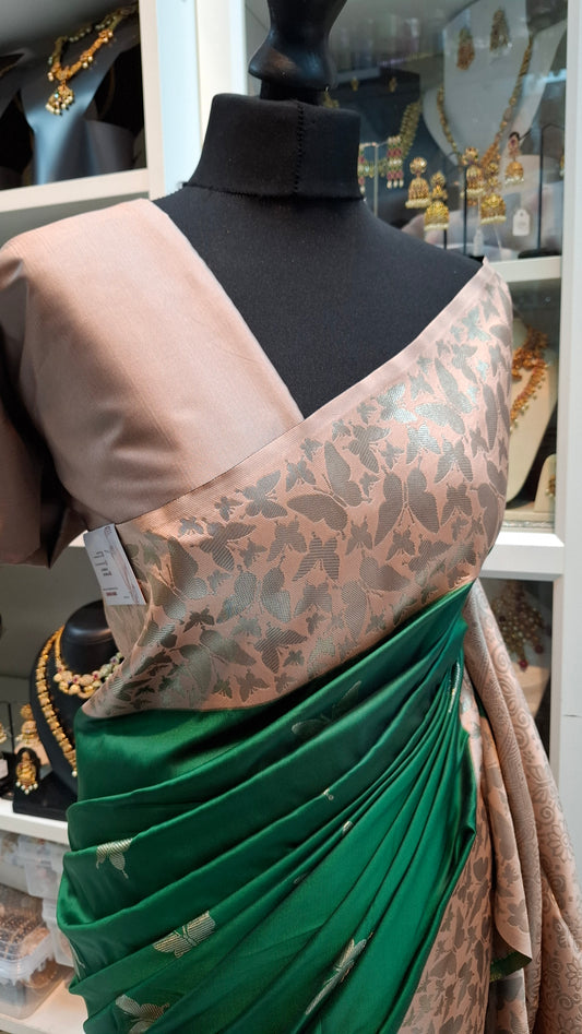 GREEN & FRENCH TAUPE ART SILK