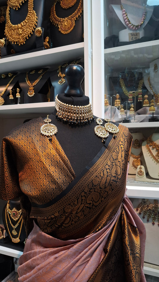 BLACK POLKI CHOKER SET