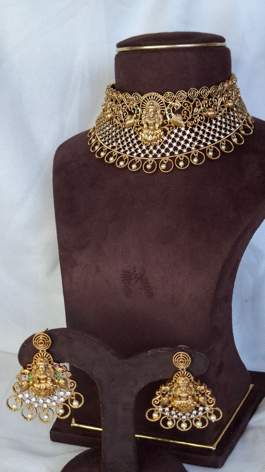 ANTIQUE GOLD CHOKER SET E0215