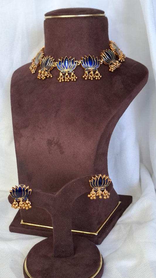 ANTIQUE GOLD LOTUS SET (BLUE)