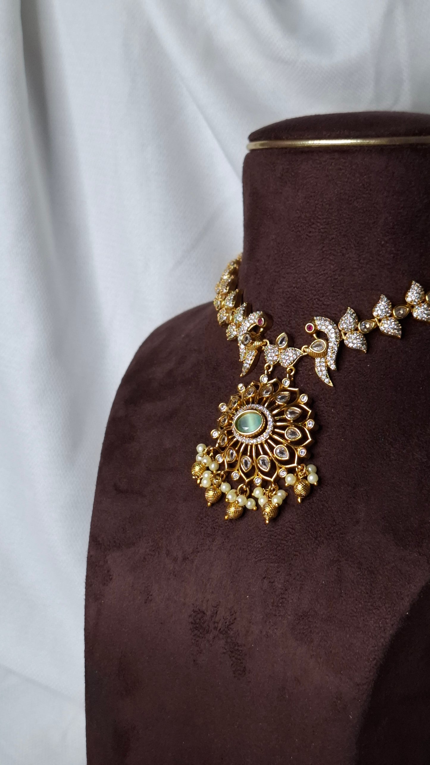 ANTIQUE GOLD CHANGEABLE STONE SET E0233