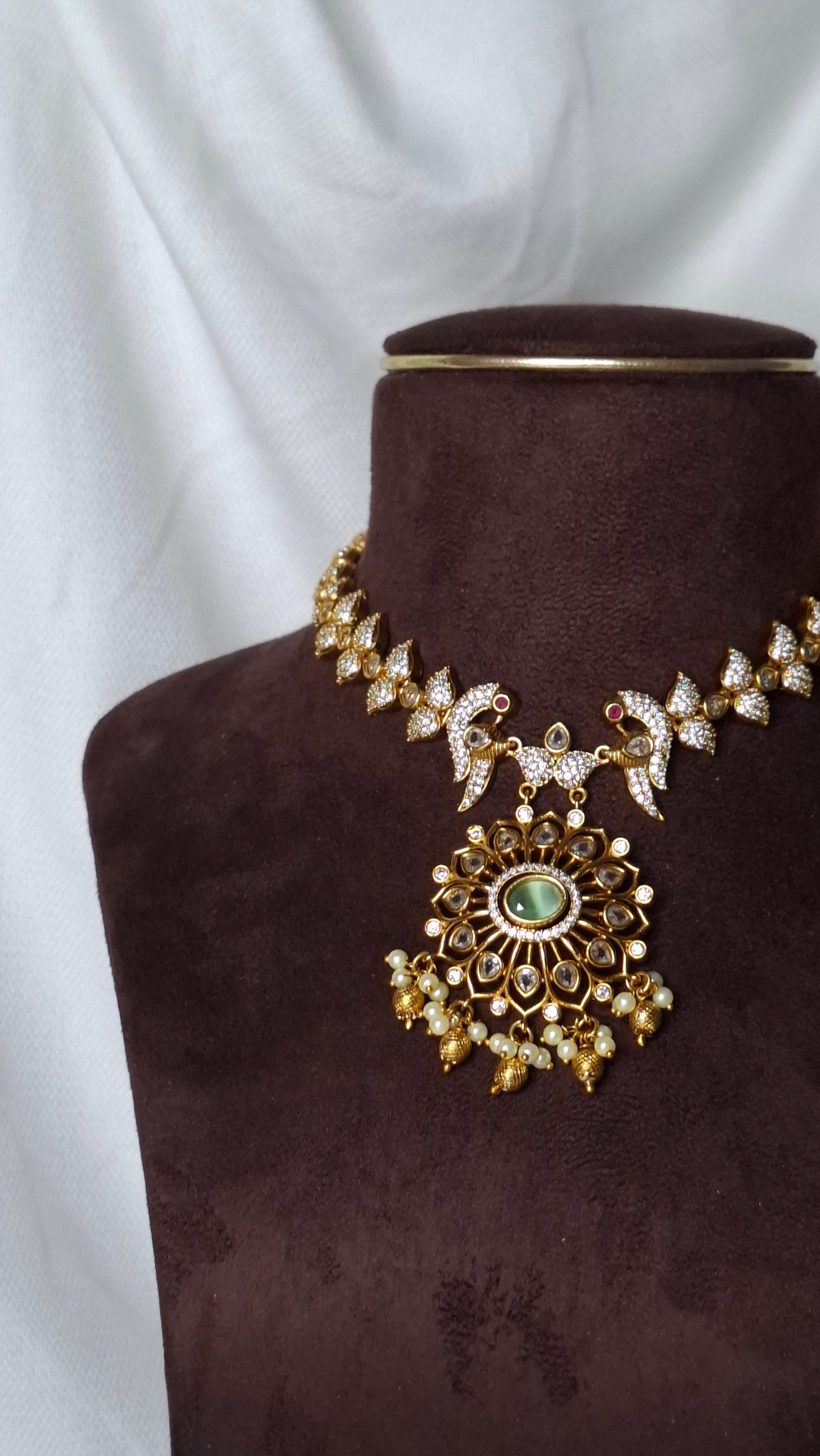 ANTIQUE GOLD CHANGEABLE STONE SET E0233