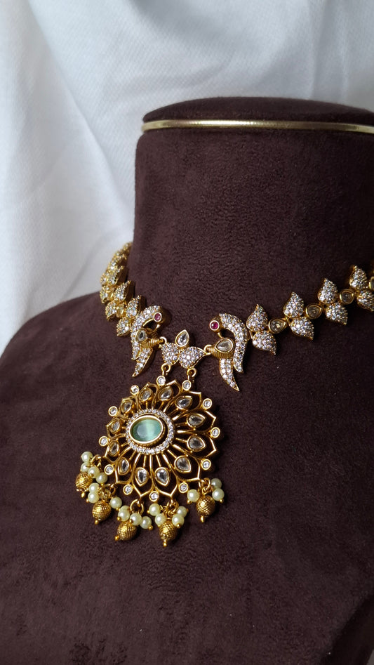 ANTIQUE GOLD CHANGEABLE STONE SET E0233