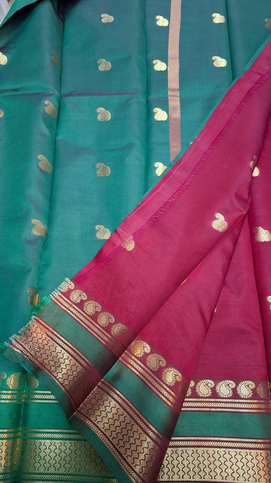 MAROON & GREEN KANJI SILK SAREE