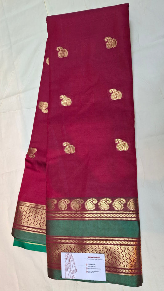 MAROON & GREEN KANJI SILK SAREE
