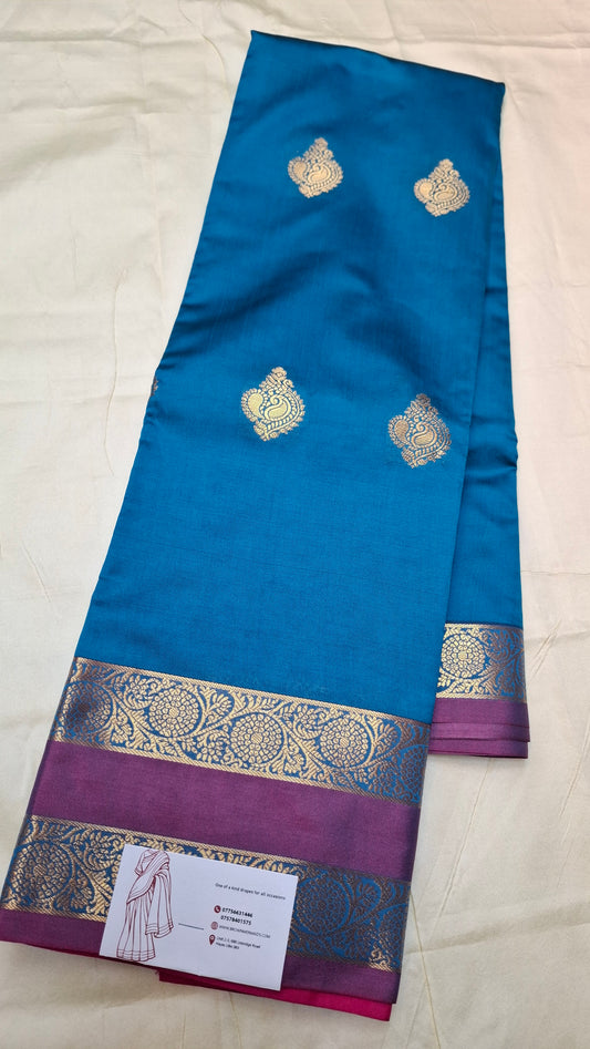 BLUE & MAGENTA KANJI SILK SAREE