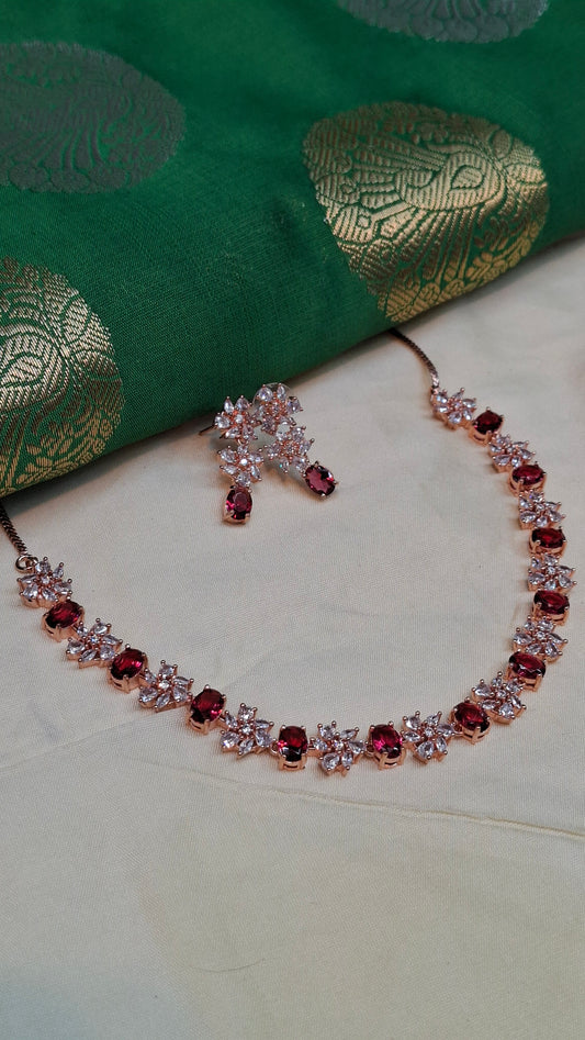 RED/ ROSE GOLD A.D STONE SET 020