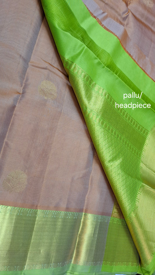 PINKISH BROWN PURE KANJIPURAM SILK