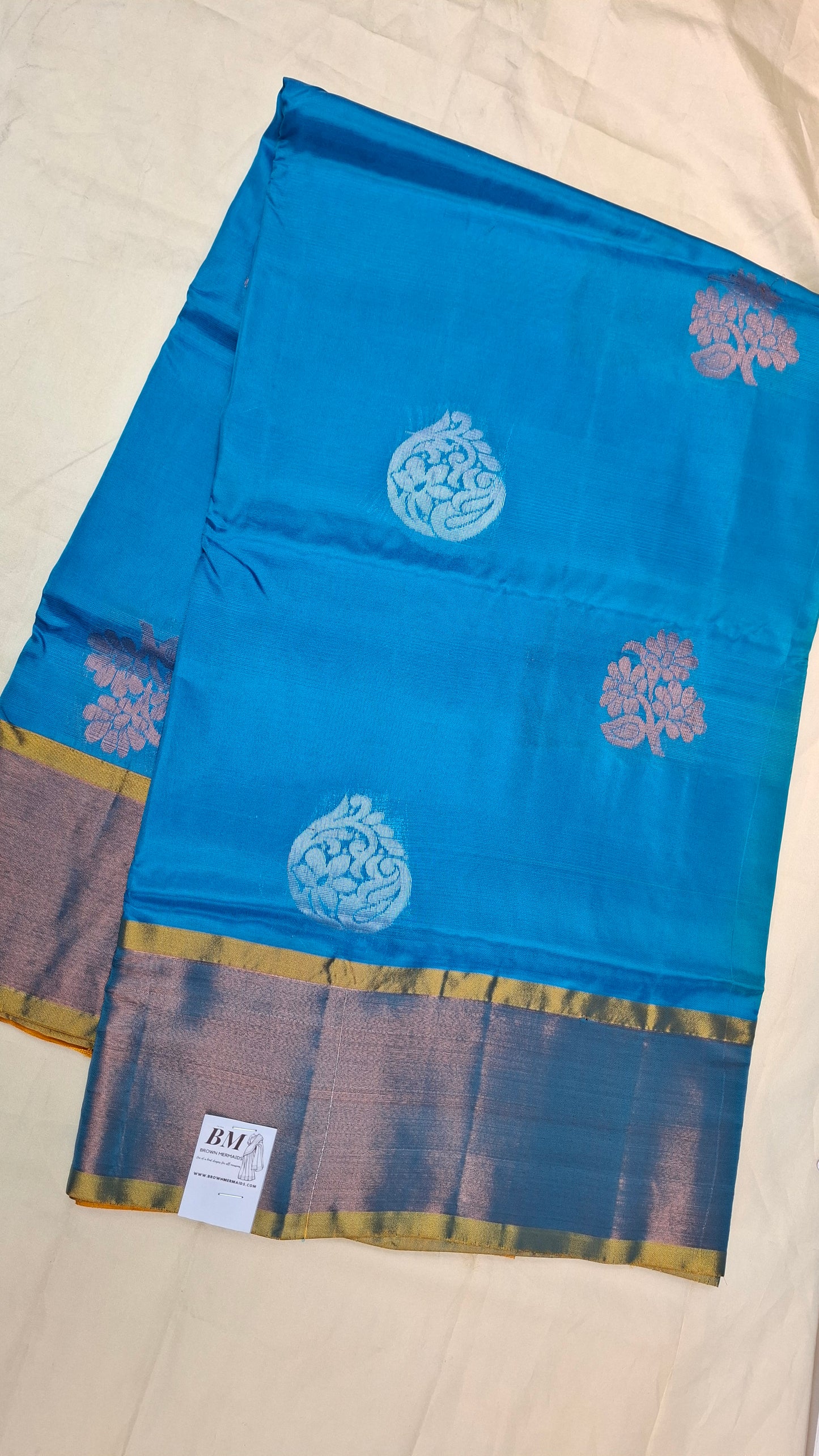 BLUE & MUSTARD UPPADA SILK