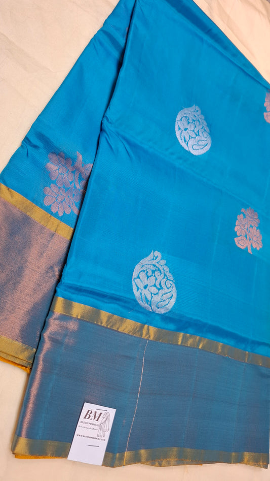 BLUE & MUSTARD UPPADA SILK