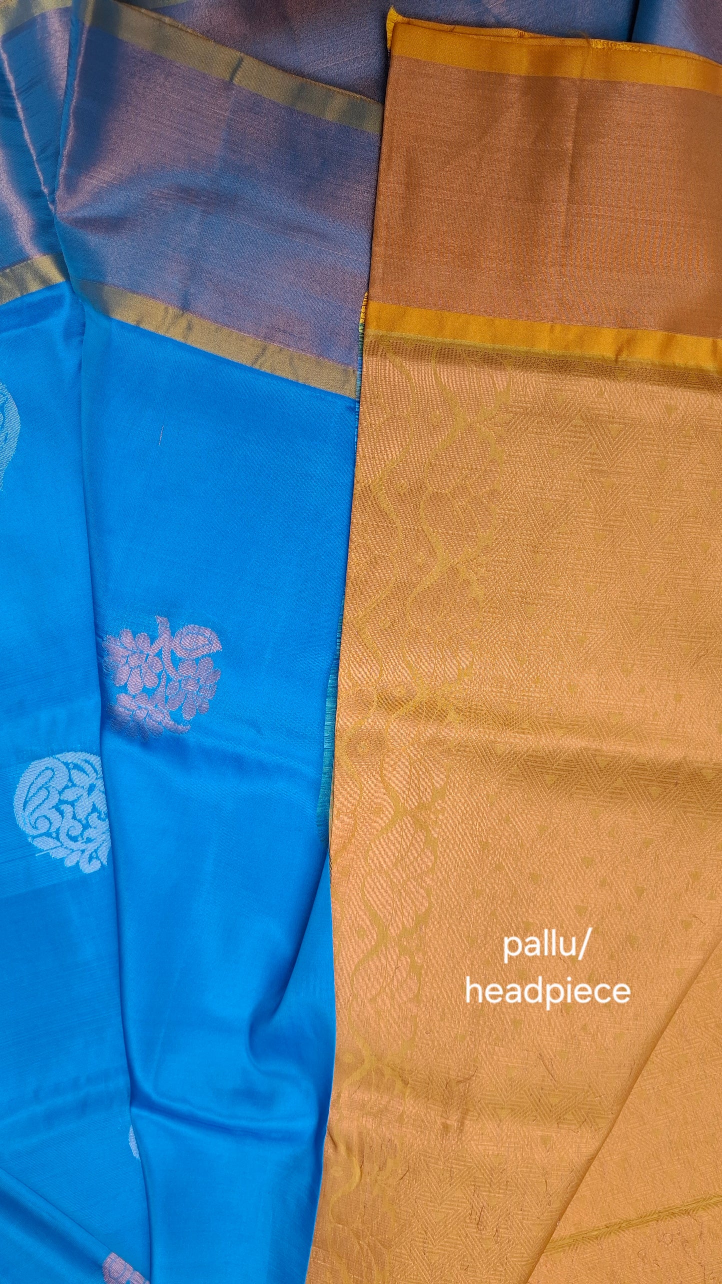 BLUE & MUSTARD UPPADA SILK