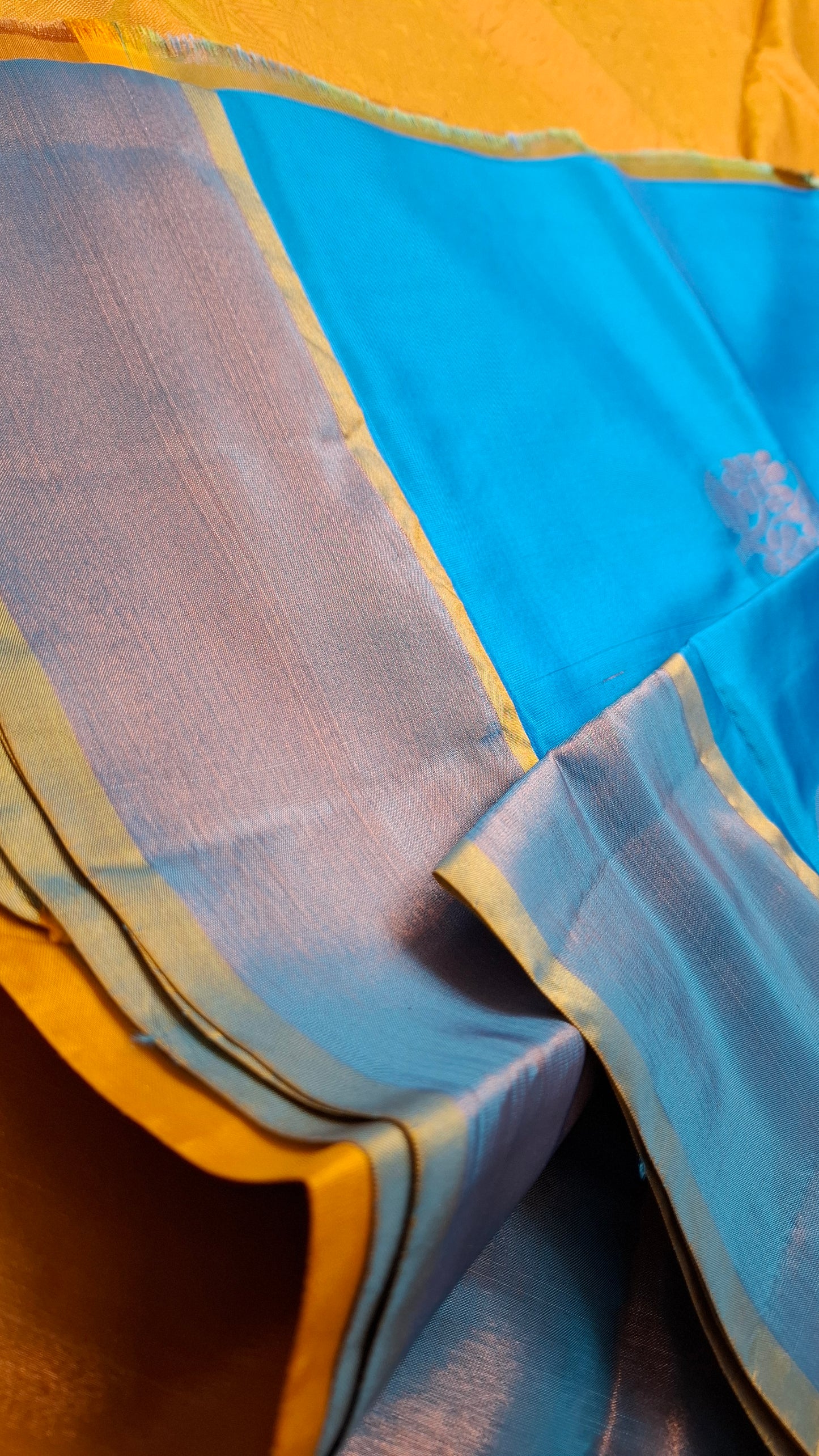 BLUE & MUSTARD UPPADA SILK