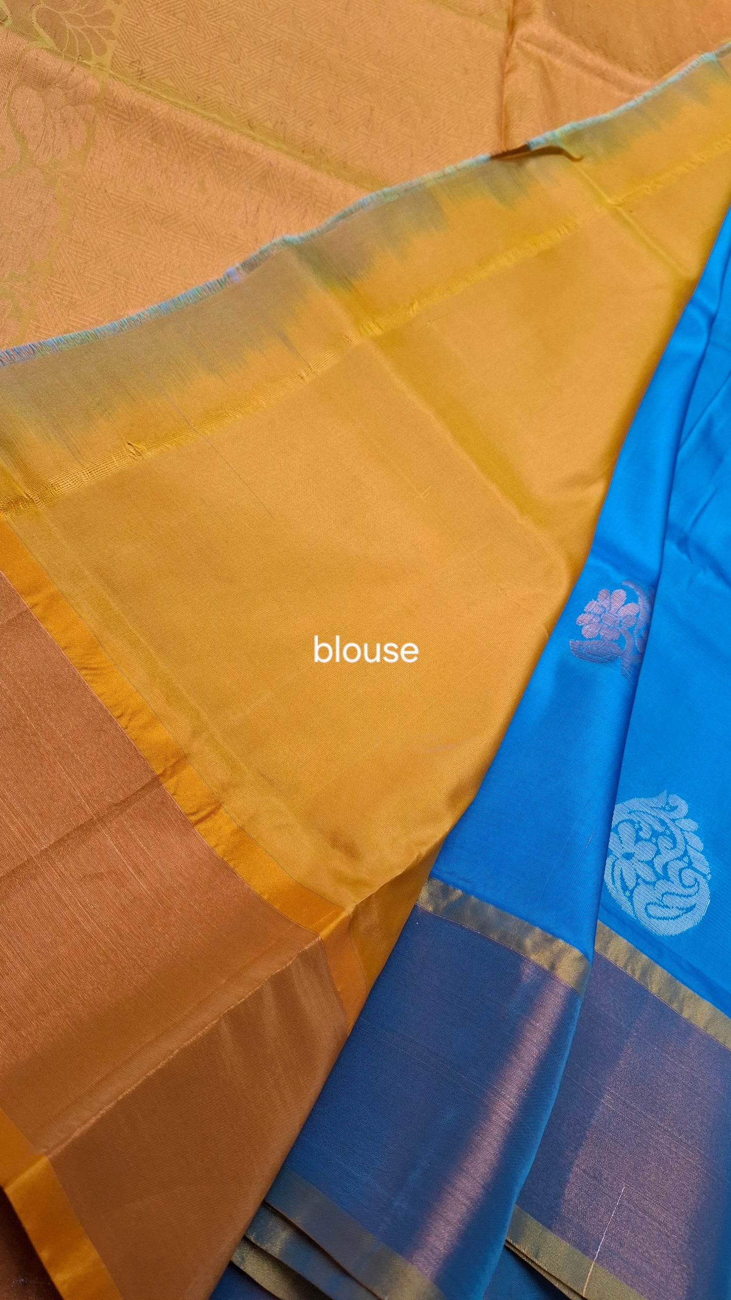 BLUE & MUSTARD UPPADA SILK