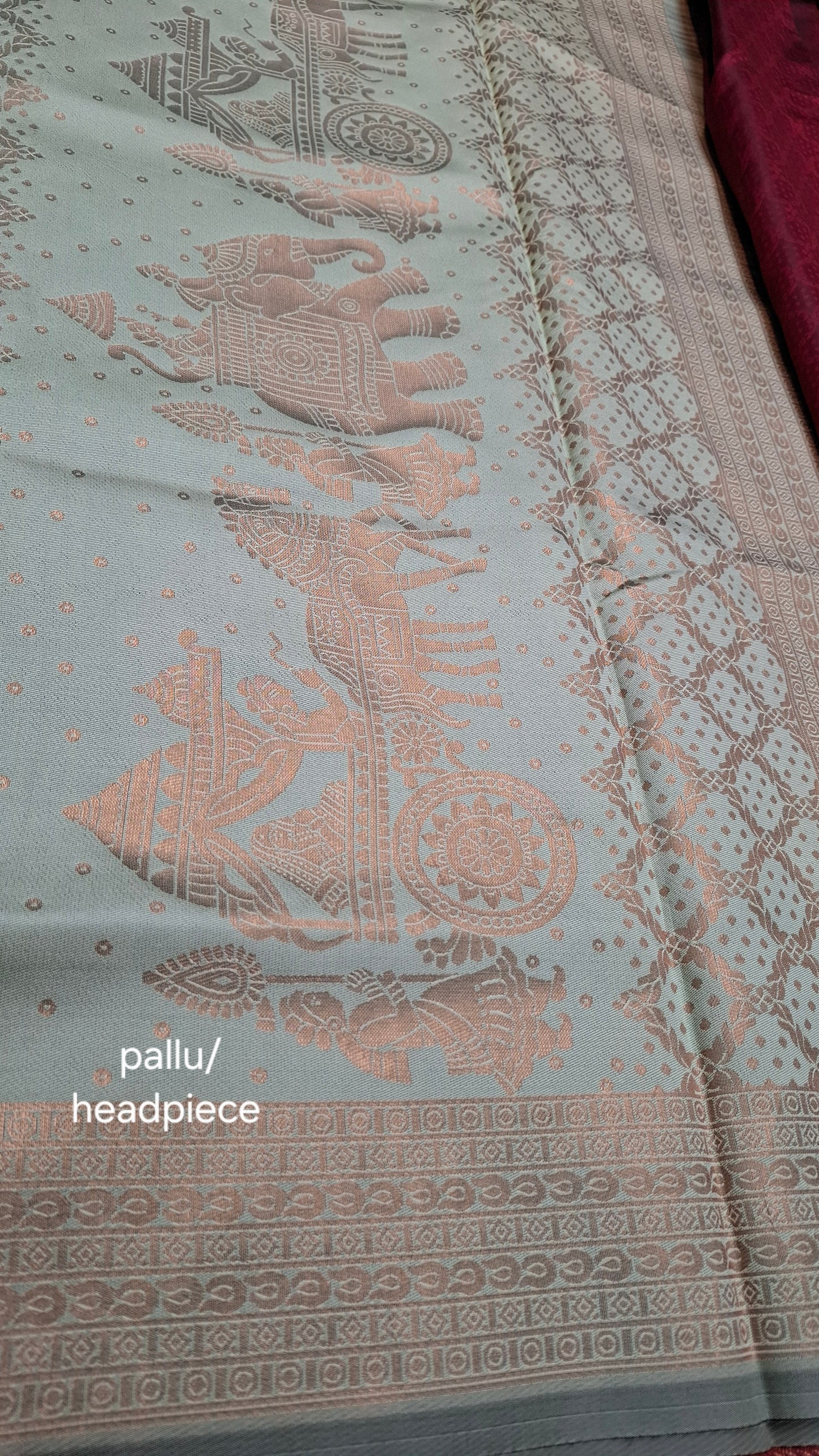 DARK RED & ASH PALLAK ART SILK