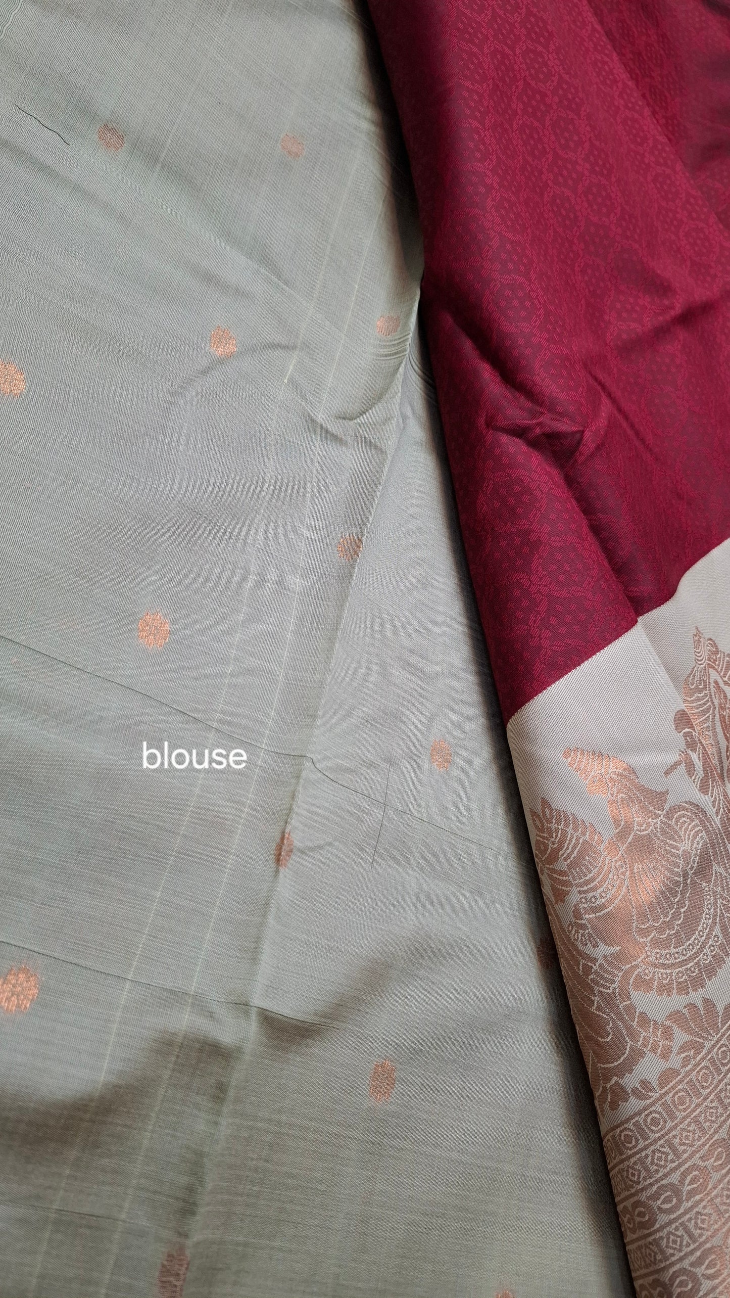 DARK RED & ASH PALLAK ART SILK