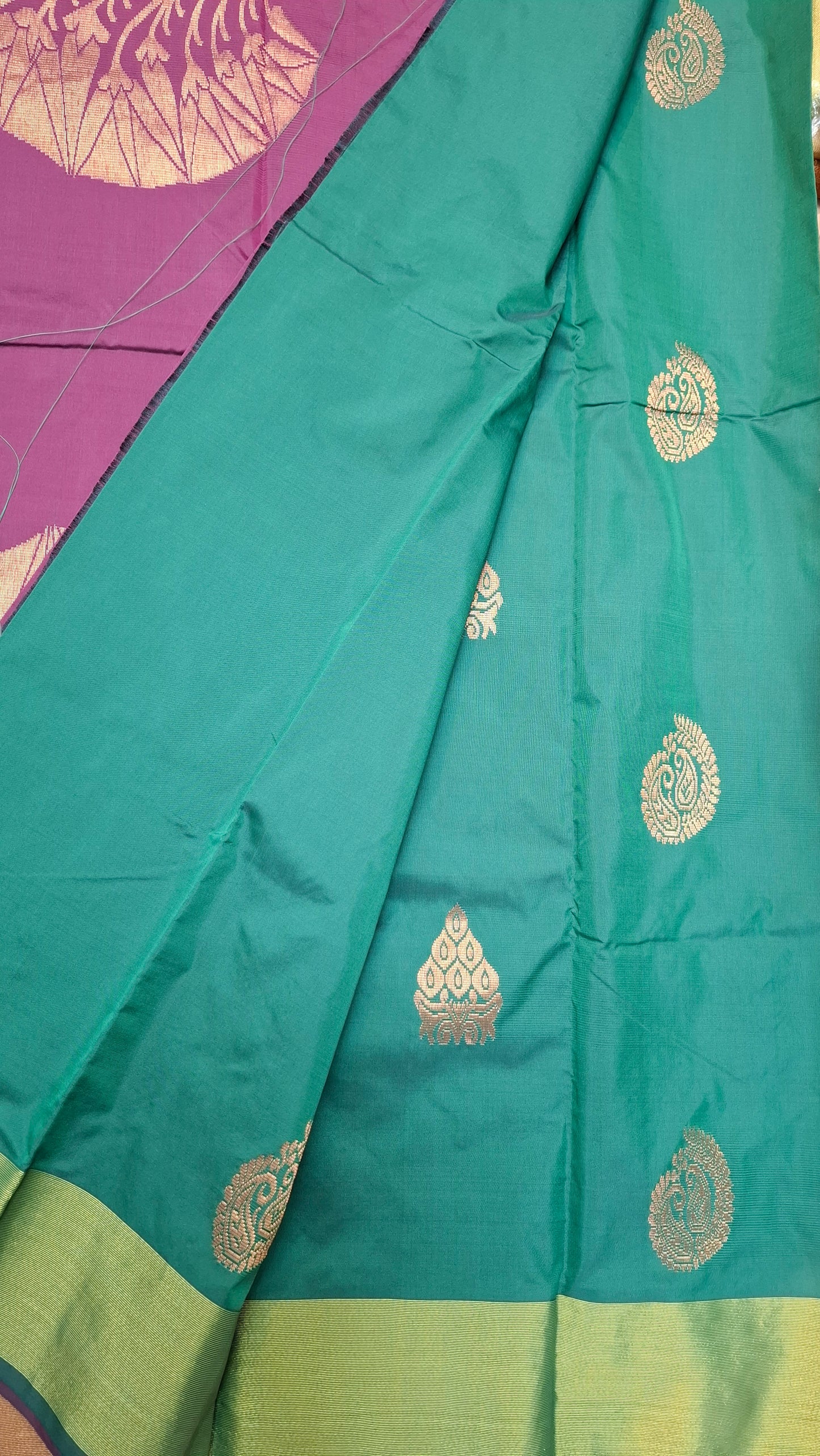 DARK GREEN & PURPLE SILK