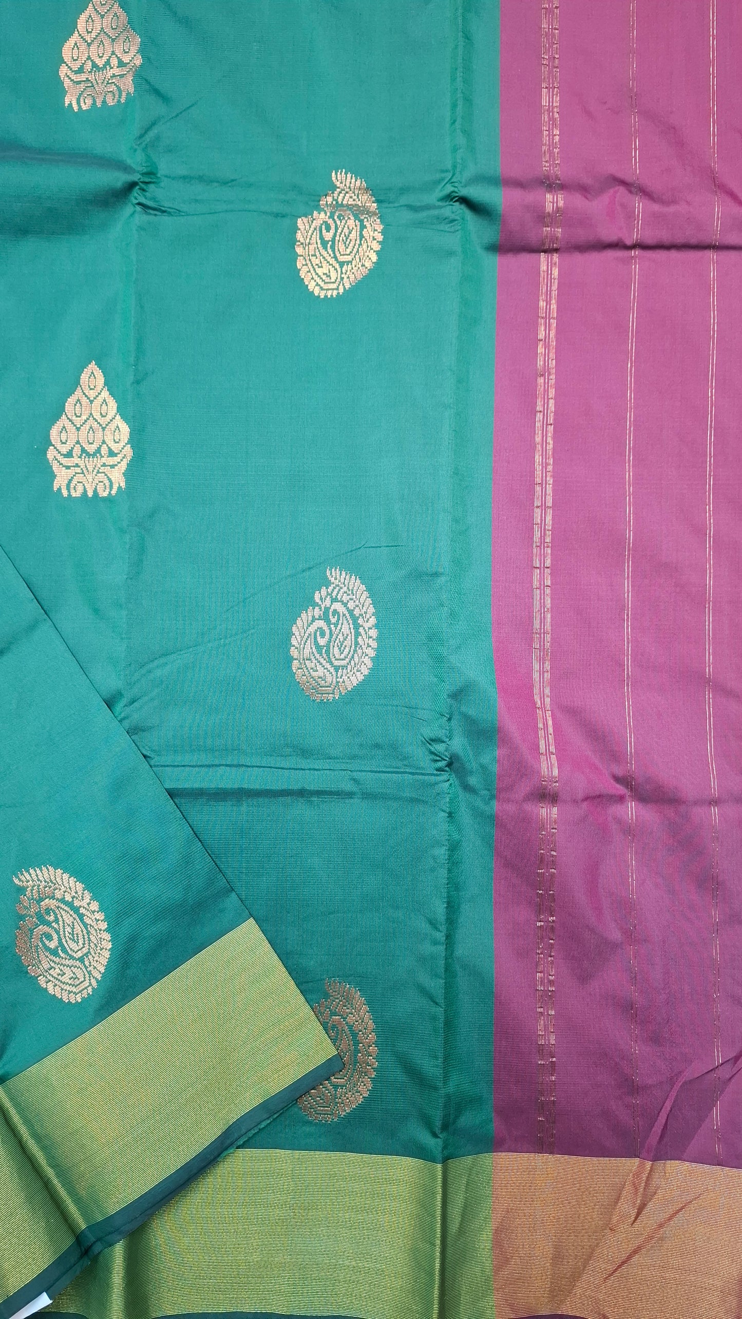 DARK GREEN & PURPLE SILK