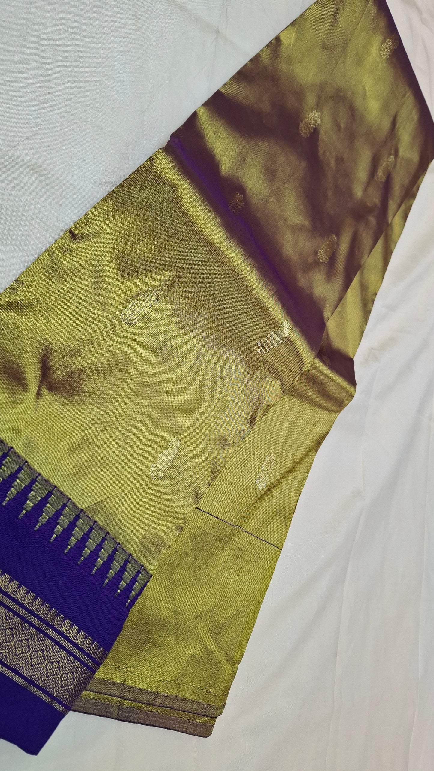 OLIVE GREEN & PURPLE KANJI SILK