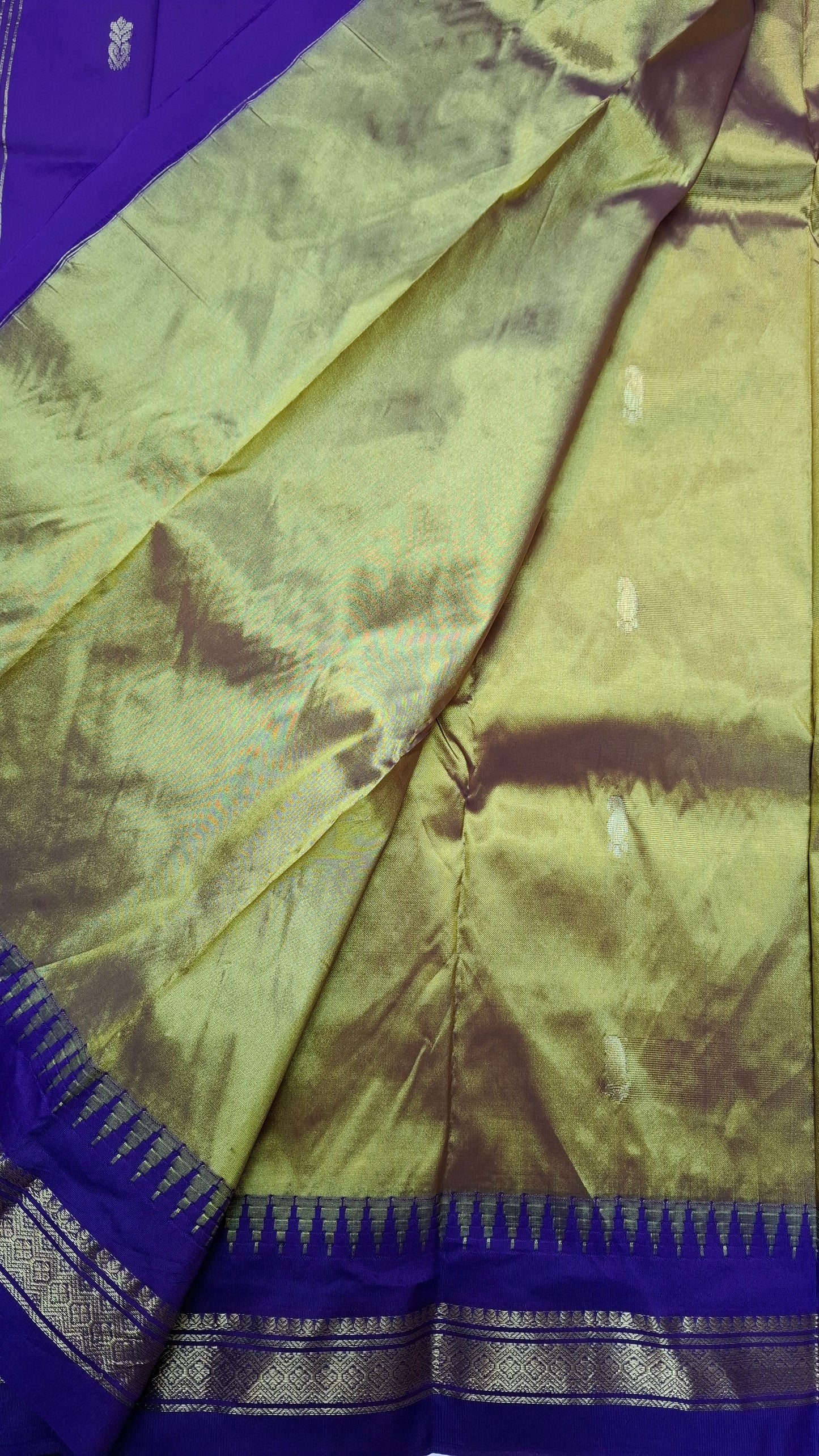 OLIVE GREEN & PURPLE KANJI SILK