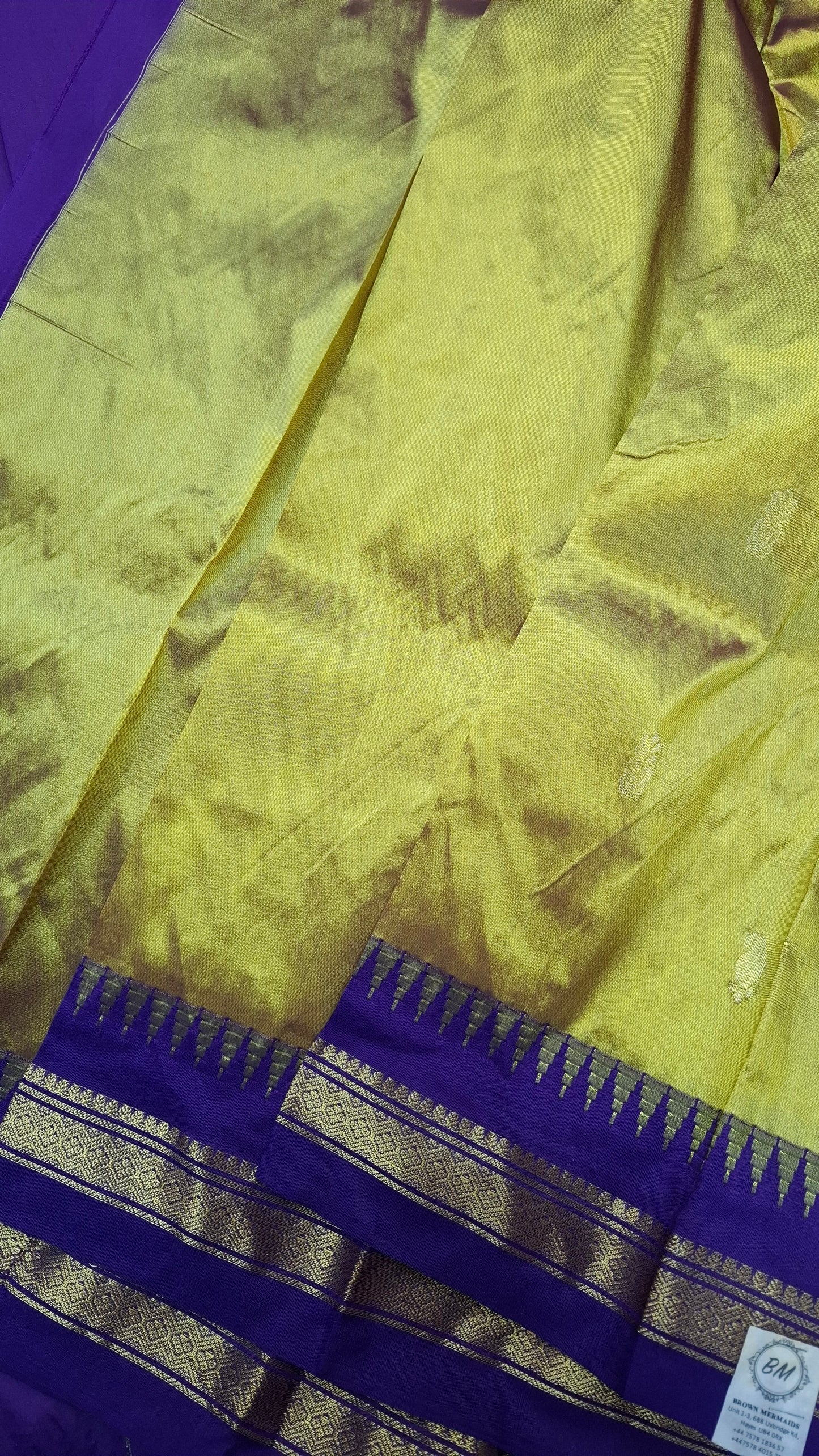 OLIVE GREEN & PURPLE KANJI SILK