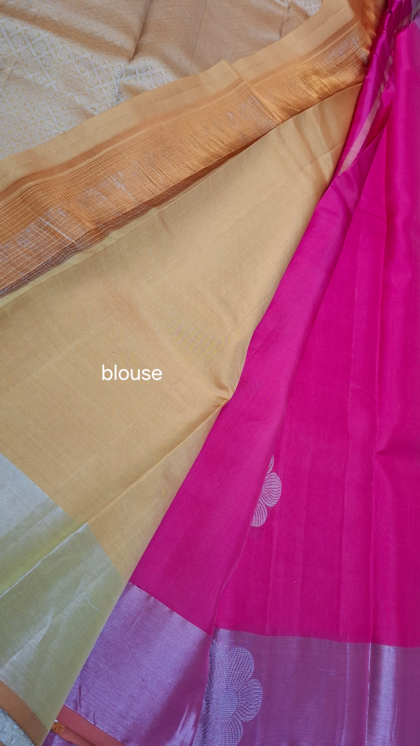 DARK HOT PINK & MUSTARD PURE KANJIPURAM SILK SAREE
