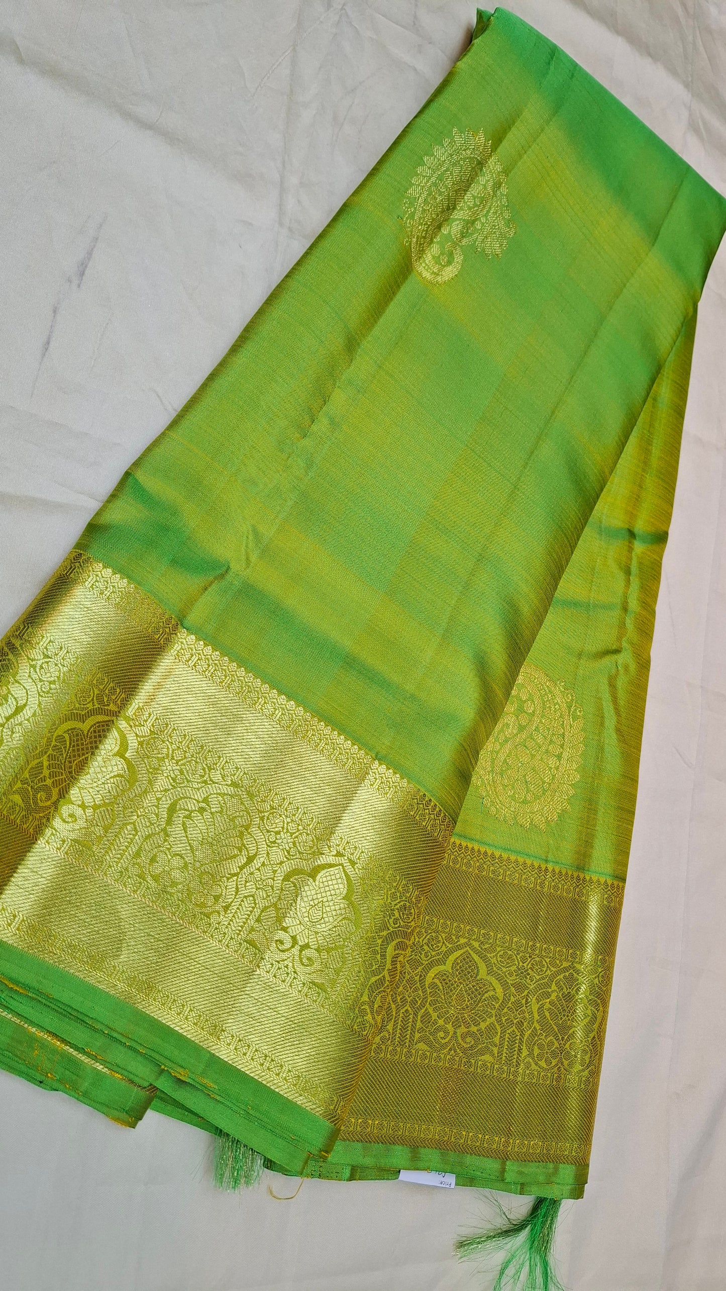 PARROT GREEN & GOLD PURE KANJIPURAM SILK