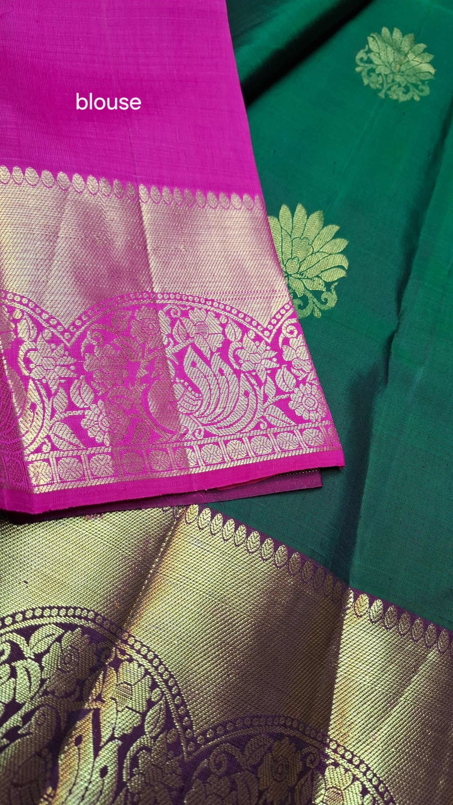 GREEN & MAGENTA PURE KANJIPURAM SILK
