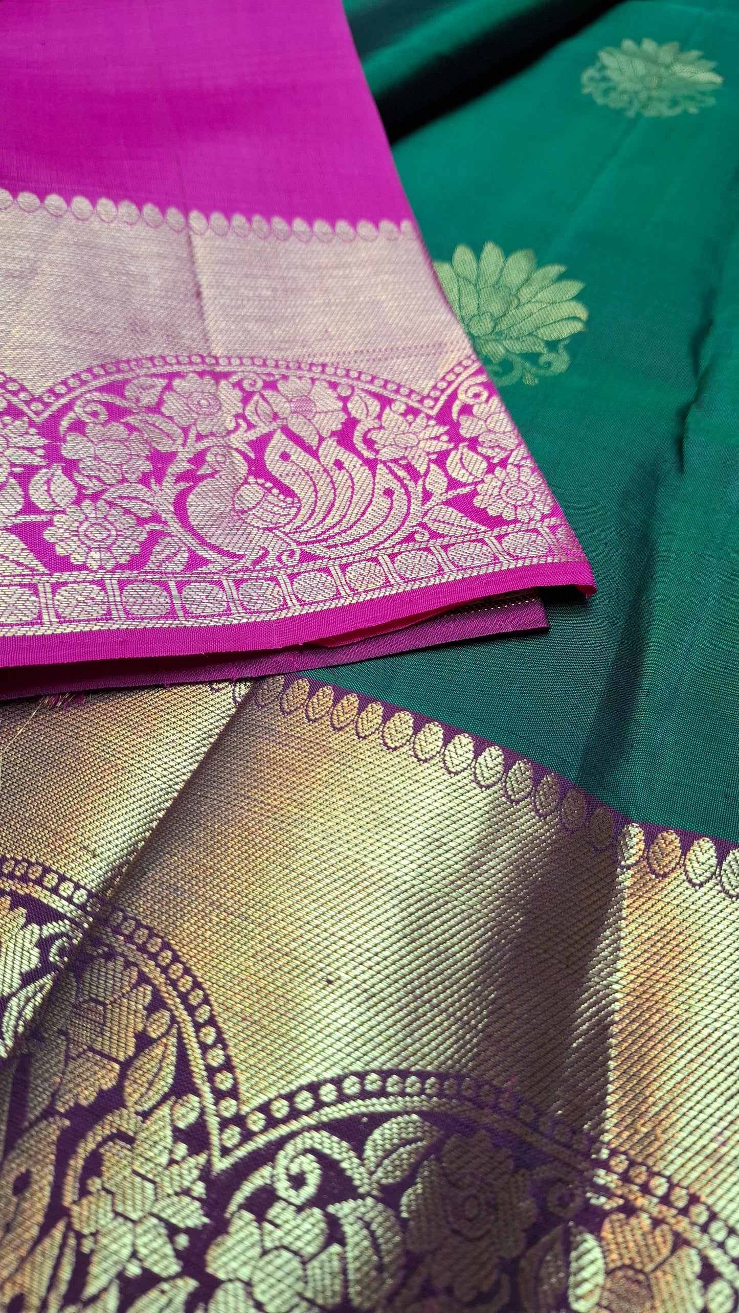 GREEN & MAGENTA PURE KANJIPURAM SILK