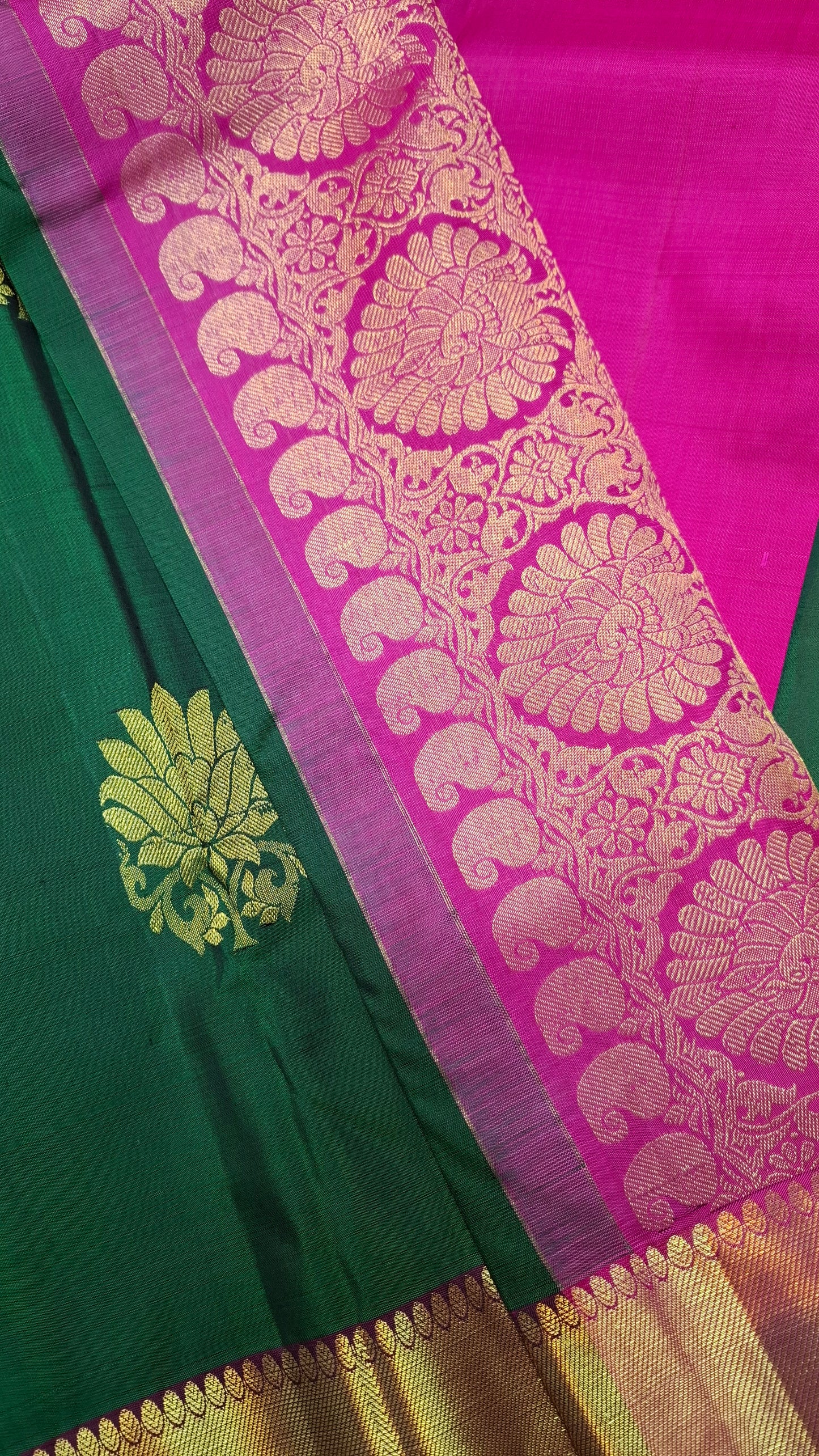 GREEN & MAGENTA PURE KANJIPURAM SILK