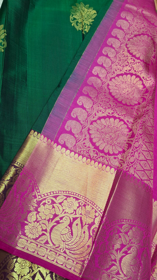 GREEN & MAGENTA PURE KANJIPURAM SILK